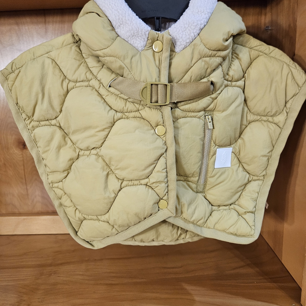 OS FreePeople Poncho. Pale Green.  Hooded. Snap Closure. Pocket. Quilted. Short